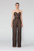Heart Neck Striped Wide Leg Overall With Lace Detail